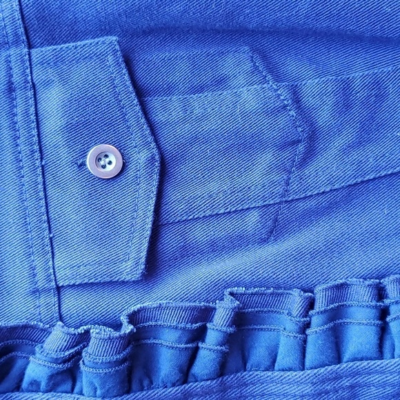 M by Marc Bouwer Navy Ruffle Trim Twill Jacket with Pockets S - Picture 6 of 8